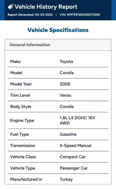 2006 Toyota Corolla Verso report preview