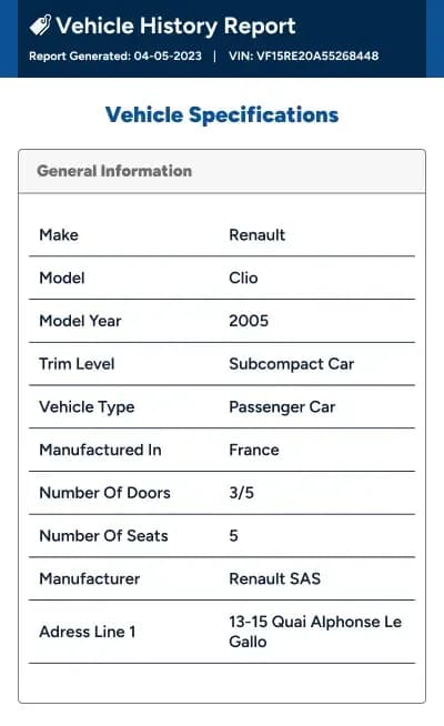 2005 Renault Clio report preview