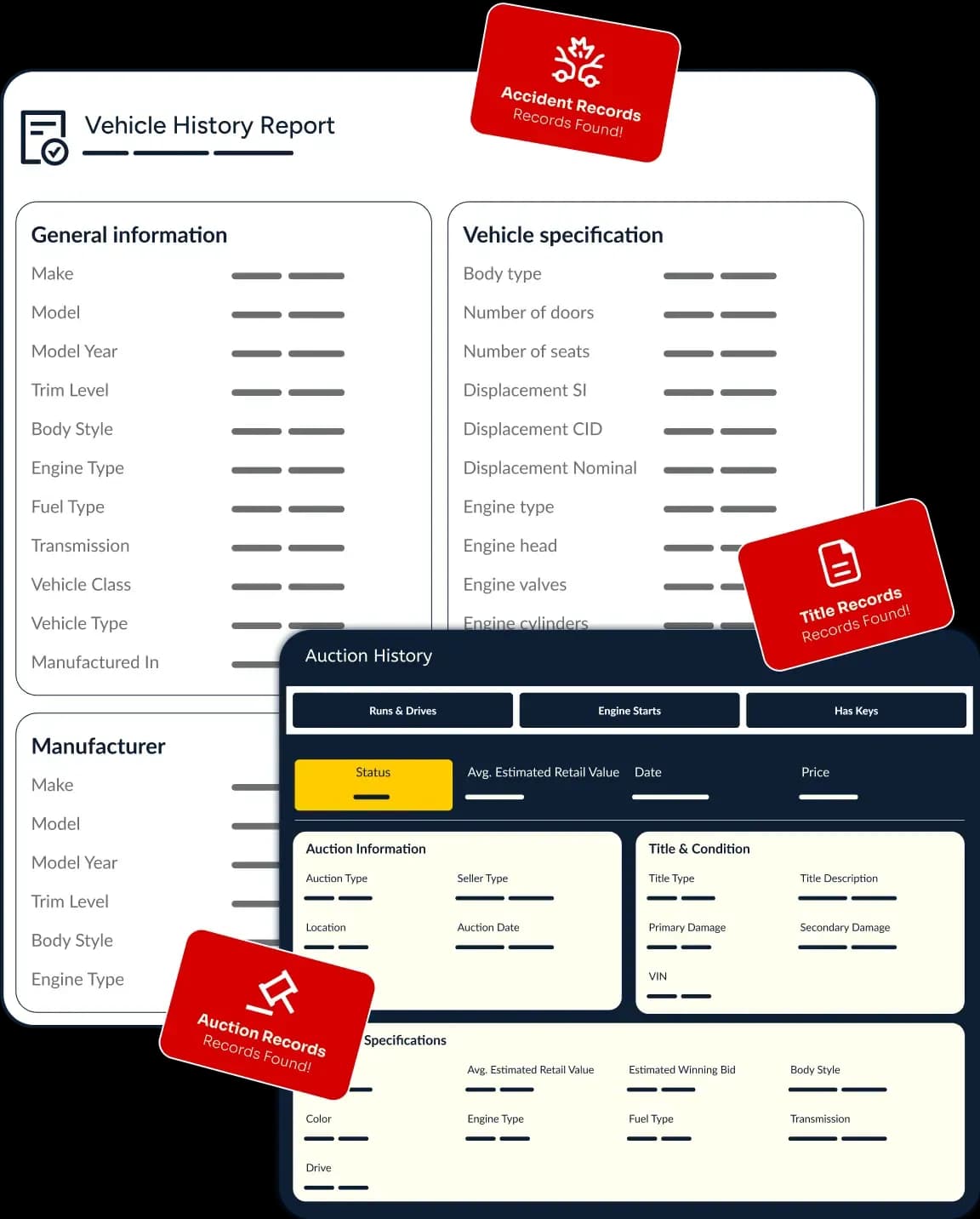 Vehicle history report preview