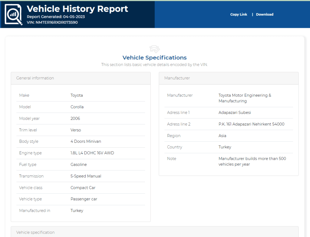 Peugeot VIN Decoder Report
